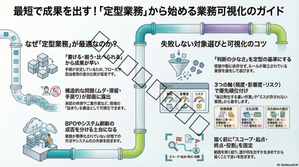 【定型業務の可視化から始める理由】最短で成果を出す対象選び