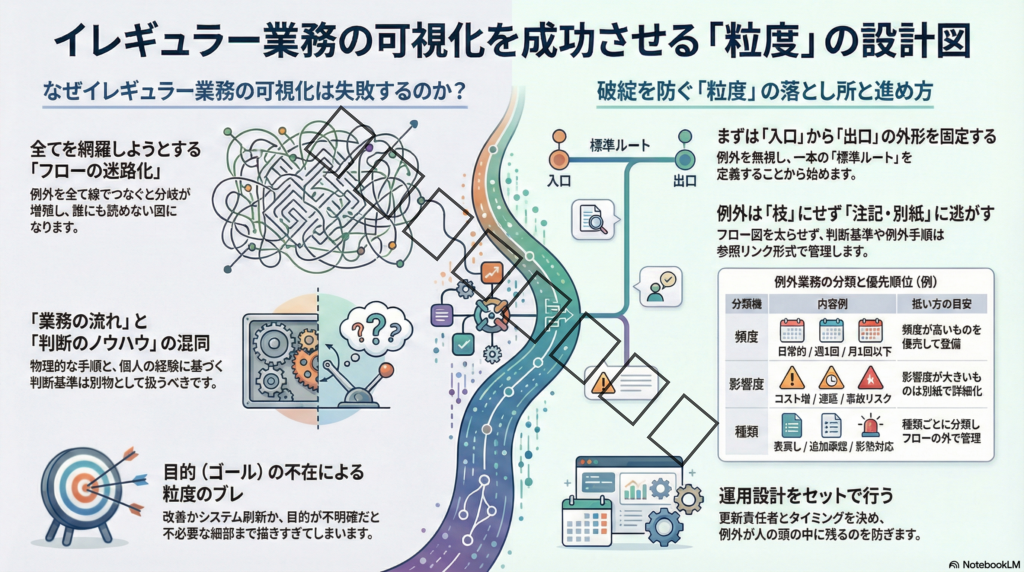 【イレギュラー業務は可視化できない？】難しい理由と【粒度】の落とし所